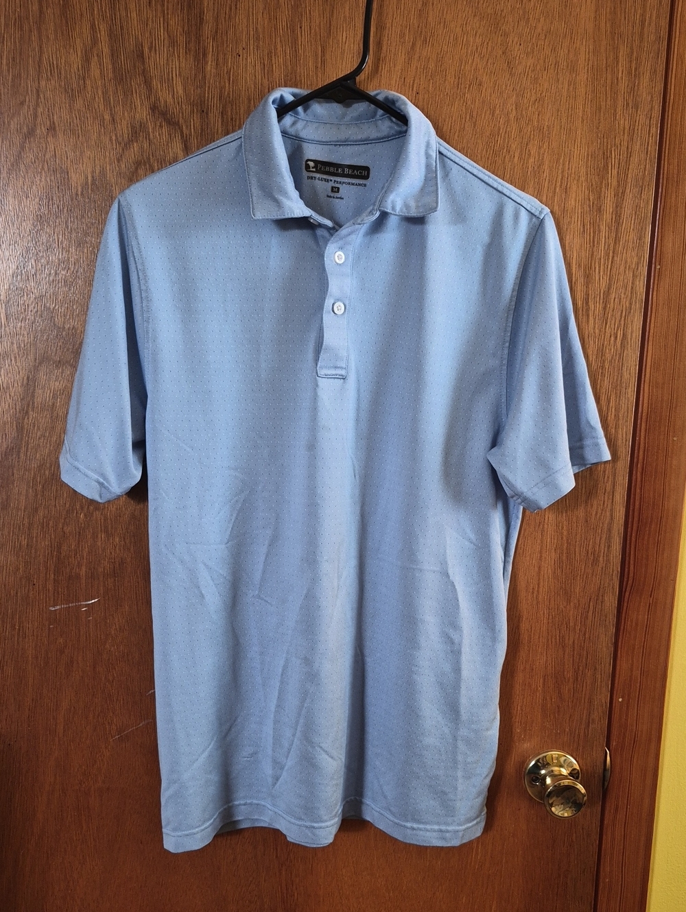 Pebble Beach Golf Shirt  Apparel Light Blue Men's Performance Polo Medium
